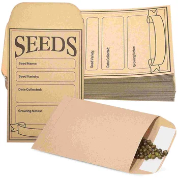 Бумажные пакеты для хранения защитных конвертов для семян из Крафт-бумаги, Самоклеящиеся пакеты для хранения чая, пищевых семян, монет