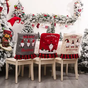 Эластичный Декор для столовой, Спинка стула, Гном, Праздничные Чехлы для стульев, Чехол для сиденья стула, Принадлежности для Рождественской вечеринки, Рождественские украшения