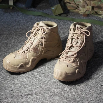 Армейские ботинки, тактические уличные песчаные средние ботинки цвета хаки, Походная походная обувь для любителей милитари, Походные спортивные тактические ботинки Tom