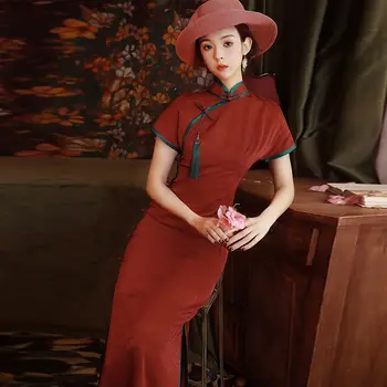 Yourqipao Red Cheongsam 2023, Новые летние улучшенные женские китайские винтажные Элегантные вечерние платья, повседневное длинное платье для выпускного вечера Hanfu