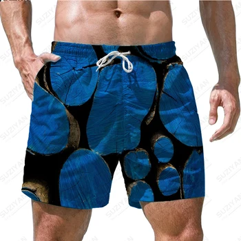 Летние мужские шорты Пляжные брюки с красочным градиентным рисунком, 3D-печать, Гавайский пляжный стиль, большие мужские домашние шорты с завязками