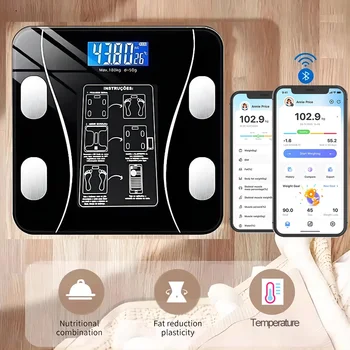 Перезаряжаемые Весы для измерения Жировых отложений Умные Беспроводные Цифровые Весы для ванной комнаты с Приложением для смартфона Bluetooth-совместимые Весы для Взвешивания Тела