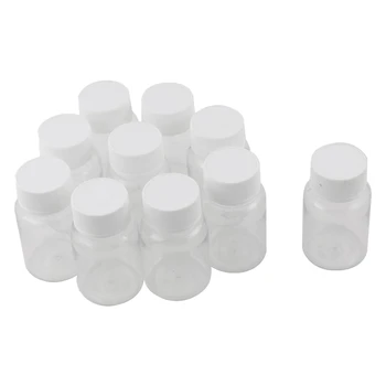 100шт Бутылок многоразового использования, 15 мл пластиковых ПЭТ прозрачных бутылок с пустым уплотнением, контейнер с завинчивающейся крышкой, прочный, простой в использовании, белый
