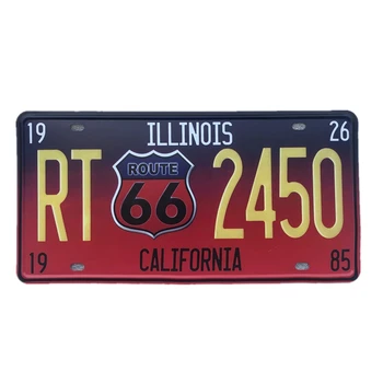 Потертые шикарные жестяные вывески US Route 66 автомобильный номерной знак художественный плакат бар паб винтажные декоративные тарелки металлический настенный художественный декор