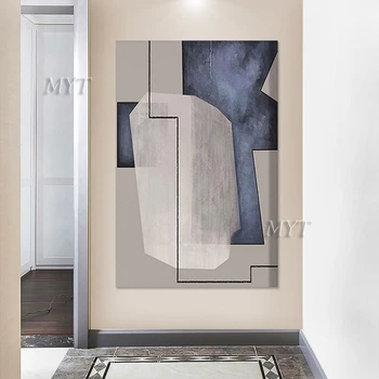 Абстрактная живопись маслом ручной работы, абстрактные линии, настенный холст для домашнего декора гостиной, картина