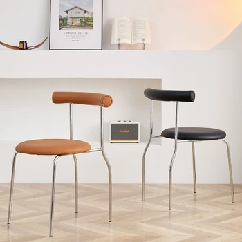Роскошные обеденные стулья в скандинавском стиле, обеденные стулья из нержавеющей стали в стиле ретро, Минималистичная мебель для гостиной Cadeira WZ50DC