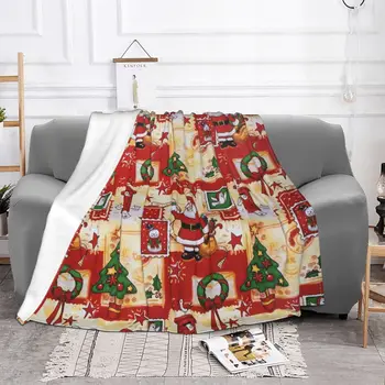 Праздничное Винтажное Рождественское одеяло Санта-Клауса, Флисовое Всесезонное зимнее одеяло со снеговиком для постельных принадлежностей, плюшевое тонкое одеяло для дивана