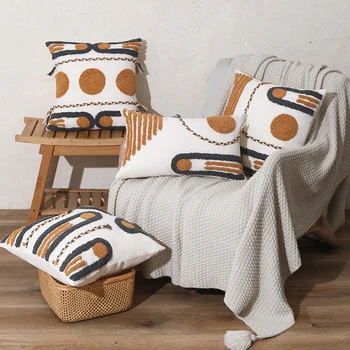 Чехол для подушки 45x45 см, наволочка из хлопка и льна с кисточками, бежевая декоративная модная подушка для дивана-кровати для дома