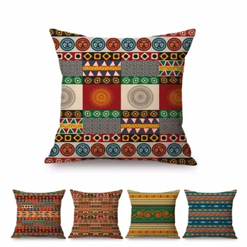 Модный Экзотический Африканский Узор Дизайн Домашней Декоративной Наволочки Геометрический Красочный Этнический Стиль Хлопчатобумажный Льняной Чехол Для подушки