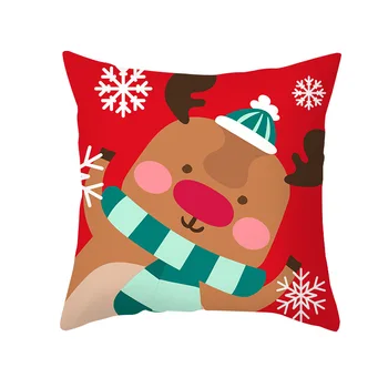 Рождественское украшение Чехол для подушки Мультяшный Лось Санта Красные и зеленые наволочки Рождественский домашний декор Квадратная наволочка для дивана