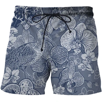 Европейская и американская 3D-печать, мужской абстрактный узор, летние быстросохнущие повседневные пляжные брюки большого размера, спортивные шорты для плавания