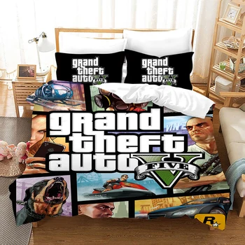 Grand Theft Auto 5 Комплект Постельных Принадлежностей Игровые Наборы Пододеяльников Для Пуховых Одеял Одеяло Пододеяльник Twin Queen King Single Size Прямая Поставка