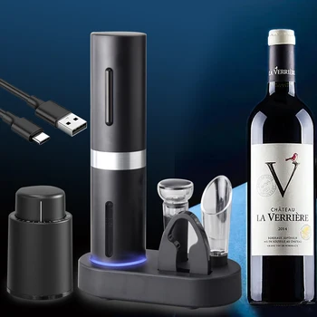 Электрическая открывалка для бутылок вина, автоматический штопор для красного вина, перезаряжаемая открывалка для вина с зарядной базой, Инструменты для вина, кухонные принадлежности