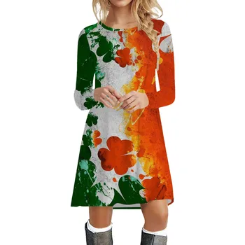 Платья от высокого до низкого, модные и удобные, зеленая тема Фестиваля Святого Патрика с хлопковыми платьями макси для женщин