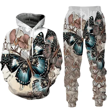 Женский спортивный костюм с 3D принтом бабочки, женская толстовка, свитер, пуловер, повседневная женская одежда, купить одежду, подарить брюки в качестве подарков