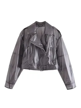 Женская прозрачная куртка TRAF 2023, осенние женские куртки-бомберы, модные уличные куртки, пальто, уличные короткие пиджаки, топы