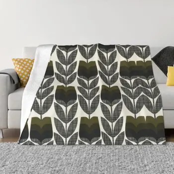 Многоствольное скандинавское одеяло Kiely Orla Фланелевое флисовое Теплое одеяло Scandi в стиле ретро с цветочным рисунком для офиса, стеганое одеяло для дивана в спальне