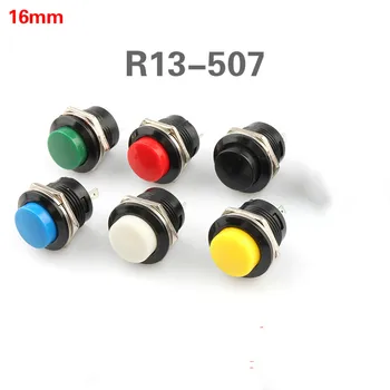 6 мгновенный кнопочный переключатель 16 мм мгновенный 6A / 125VAC 3A /250VAC круговой переключатель r13-507 черный красный зеленый белый синий