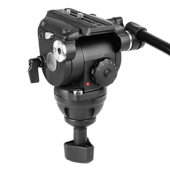 Жидкостная Головка для Штатива Видеокамеры E-IMAGE GH08 Грузоподъемностью 8 кг с 2-секционной Выдвижной ручкой для Видеокамеры