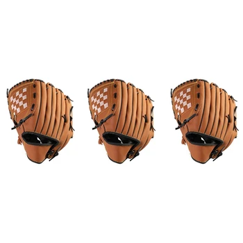 3X Спортивная бейсбольная перчатка для занятий софтболом на открытом воздухе, правая рука для тренировки взрослых мужчин и женщин, коричневый 11,5 дюймов