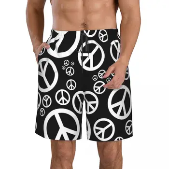 Знаки мира в стиле хиппи, мужские пляжные шорты, Быстросохнущий купальник для фитнеса, забавные уличные 3D шорты