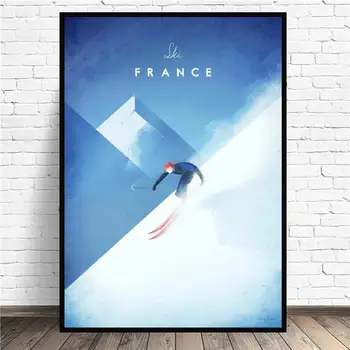 Лыжная Франция Минималистичная туристическая картина на холсте, настенные художественные картины, принты, домашний декор, Настенный плакат, украшение для гостиной