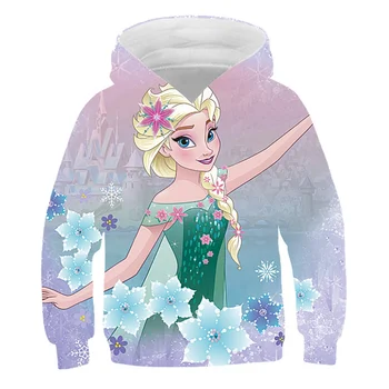 Толстовки Frozen Lovely Anna Elsa с мультяшной графикой 2023, Осенняя Новая толстовка для девочек, Модная Милая одежда для девочек, Повседневные пуловеры