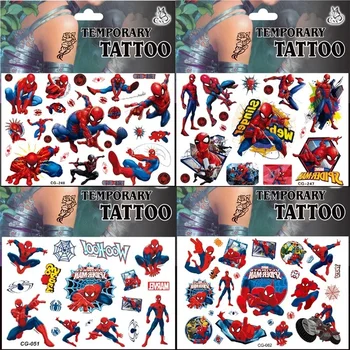 Мстители Марвел Человек-паук Халк Капитан Америка Мультяшная наклейка Татуировка Наклейка Перенос Воды Детский подарок на день рождения