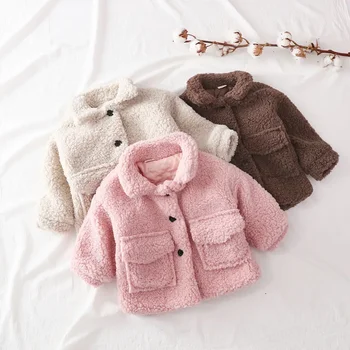 Модная зимняя куртка для маленьких девочек и мальчиков из толстой шерсти ягненка Для малышей, теплое пальто в виде овец, Детская Верхняя Одежда из хлопка от 1 до 8 лет
