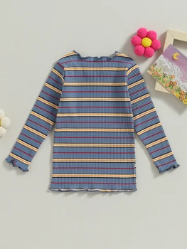 Повседневная рубашка с длинными рукавами и принтом в полоску для маленьких мальчиков, украшенная листьями салата, Милые пуловеры для детей