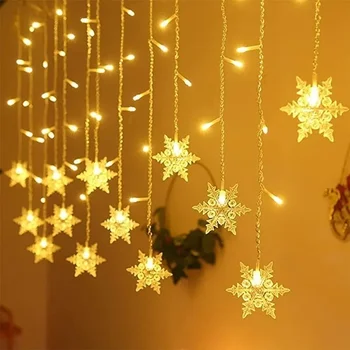 Рождественская светодиодная снежинка световые шторы ледяная полоса света Новогодняя атмосфера украшения световая строка светлая полоса цветной свет