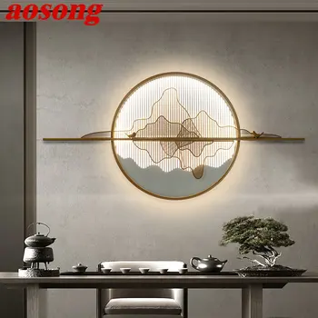 Современный настенный светильник AOSONG LED 3 цвета, пейзаж в китайском стиле, бра для гостиной, спальни