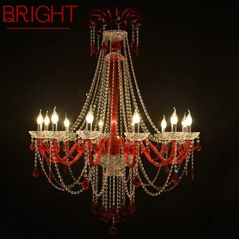 ЯРКАЯ хрустальная подвесная лампа в европейском стиле, лампа с красной свечой, гостиная, ресторан, вилла, лестница, Двухуровневое здание, люстра