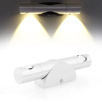 Внутреннее освещение 6 Вт Двойная головная лампа Настенный светильник с вращением на 360 ° теплый белый свет для гостиной, кухни, спальни