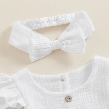 Одежда для маленьких девочек, комбинезон из хлопка и льна для новорожденных, летняя одежда для малышей, винтажное боди с оборками для младенцев