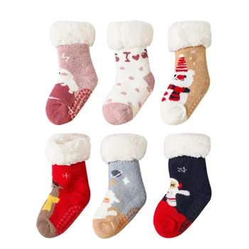 От 0 до 4 лет, Осенне-зимние Новые Рождественские детские носки, дышащие носки, детские толстые модные носки с буквенным принтом