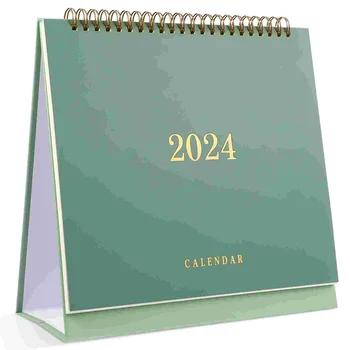 Январь 2024-июнь 2025 Настольный календарь Блоки заметок Планировщик Ежемесячный календарь Настольный календарь из плотной бумаги (зеленый)