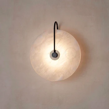 Скандинавский минималистичный современный мраморный настенный светильник чайный круг ресторан гостиная спальня прикроватный настенный светильник мраморный настенный светильник