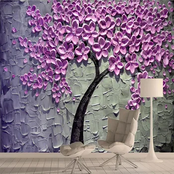 Современные отклеивающиеся обои Подходят для стен спальни, Контактная бумага, роспись по фиолетовому дереву, дизайнерские обои, фрески для домашнего декора