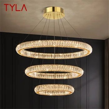 Современный Подвесной светильник TYLA с хрустальными круглыми кольцами, роскошные светодиодные светильники, Декоративная Люстра для дома, гостиной, Спальни
