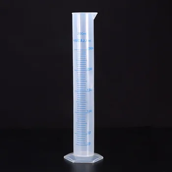 Пластиковый мерный баллон объемом 250 мл 1шт Прозрачная трубка с синей шкалой Инструмент для измерения жидкости в химической лаборатории Для производства вина