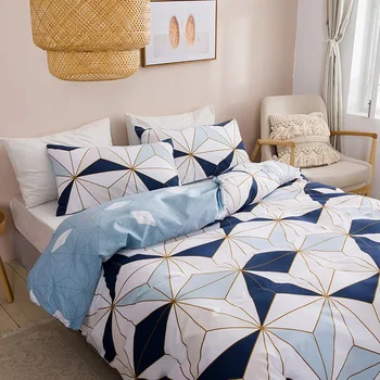 Модный и долговечный комплект постельного белья из трех предметов с геометрическим принтом - высококачественный пододеяльник и стеганое одеяло для парной кровати