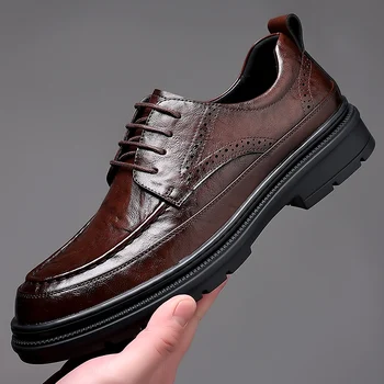 Новая брендовая мужская обувь, Кожаная обувь, Деловые модельные туфли, Универсальная повседневная амортизирующая износостойкая обувь, Chaussure Homme