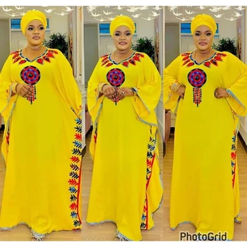 Желтая Марокканская Длинная рубашка, Мусульманское вечернее платье, Дубайская Абайя, Исламское Длинное платье, Европейский и американский модный тренд