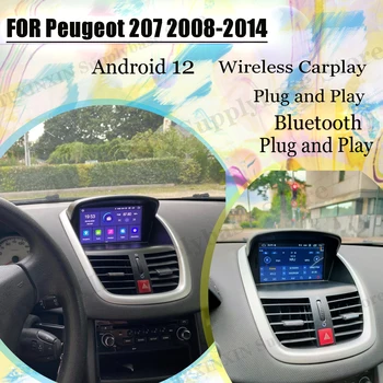 Carplay Автомагнитола 2 Din Стерео Экран Android 12 Для Peugeot 207 2008 2009 2010 2011 2012 2013 2014 GPS Плеер Запись Головного Устройства