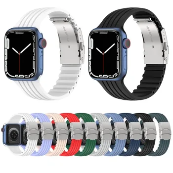 Ремешок Для Apple Watch Band 44мм 40мм 49мм 45мм 41мм 38мм 42мм 4544 Мм Силиконовый Браслет Correa Iwatch Ultra Series 3 5 6 Se 7 8