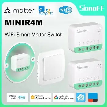 1-20 ШТУК SONOFF MINIR4M MINI Extreme WiFi Smart Switch Модули, Совместимые с Matter, Отсоединяют Модернизированное Реле с Чипом ESP32, Работают с Alexa