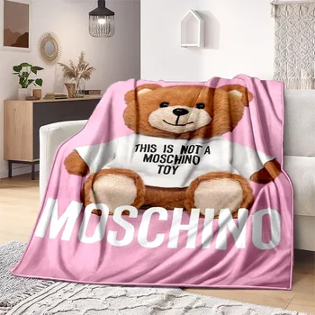 Итальянское детское всесезонное мягкое домашнее одеяло, подарки, одеяло с рисунком медведя от M-moschino, тонкая простыня для дивана, теплое одеяло.