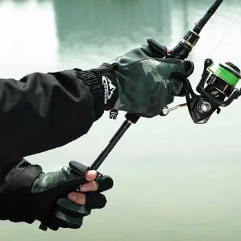 Уличные нескользящие перчатки для рыбалки С сенсорным экраном, износостойкие эластичные ветрозащитные теплые перчатки для активного отдыха