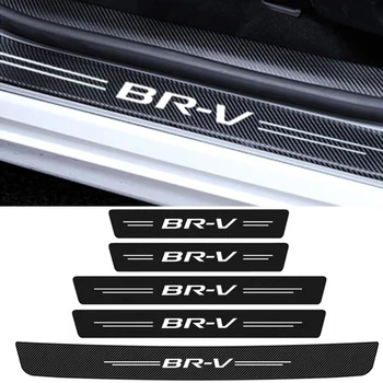 Наклейка на педаль порога двери автомобиля Защитная накладка для Honda BR-V BRV Логотип из углеродного волокна Защита порога багажника Накладки на бампер Наклейки